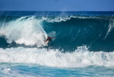 photo - hawaiian surfers hitting the waves on the north shore of oahu