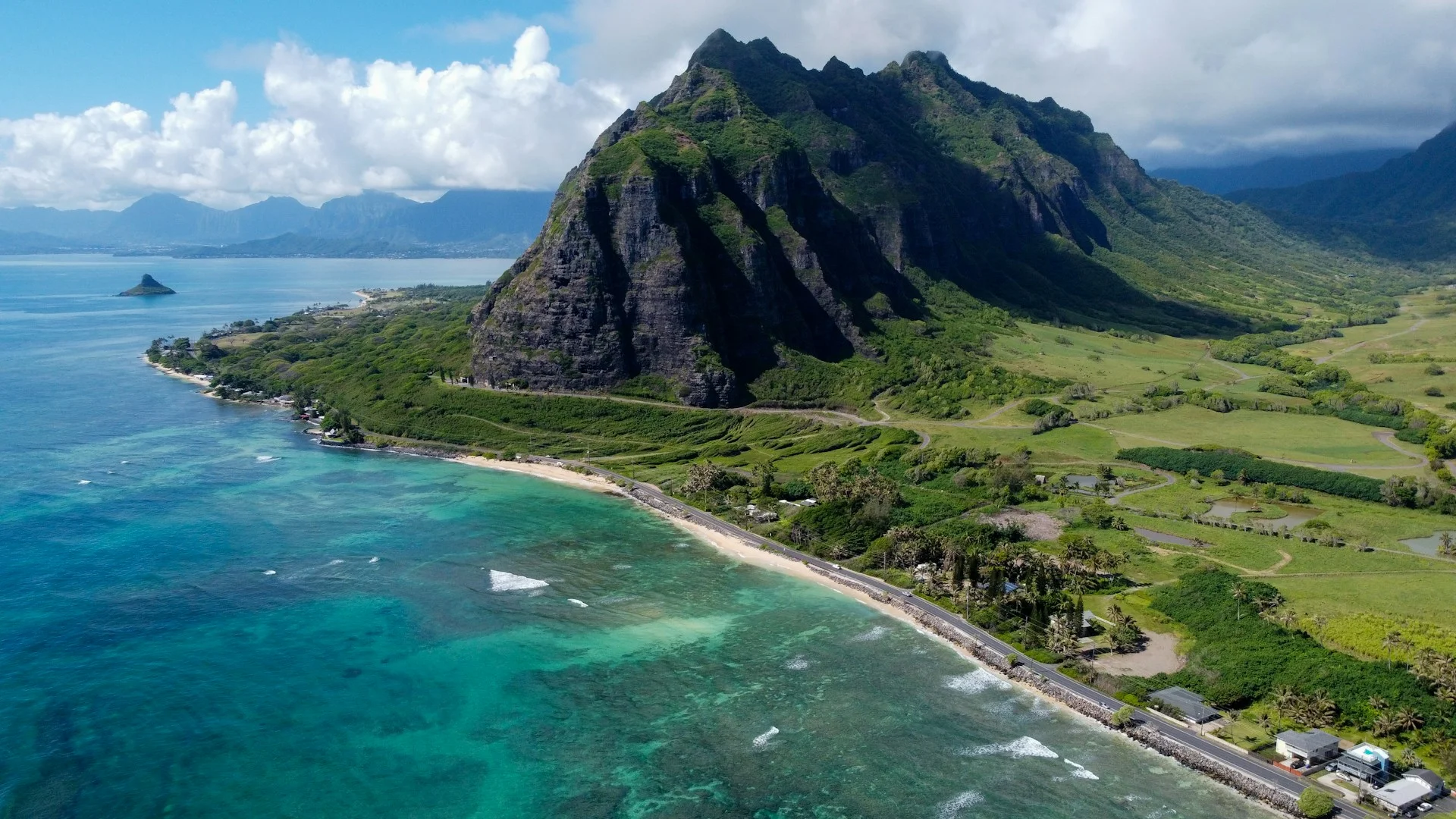 photo - a beautiful drone shot of the best oahu surf spots